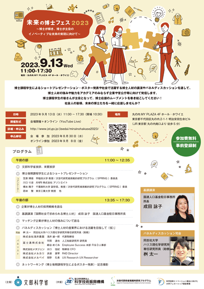 JST 次世代研究者挑戦的研究プログラム様 リーフレット作成作業